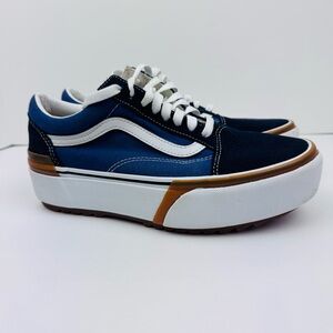 Vans Old Skool Platform Sneakers. Blue. Men’s size 7.5, Women’s size 9.